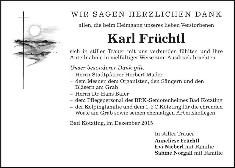 Traueranzeige Karl Früchtl