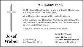Traueranzeige Josef Weber