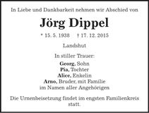 Traueranzeige Jörg Dippel