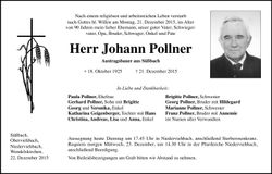 Traueranzeige Johann Pollner
