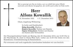 Traueranzeige Alfons Kowallik