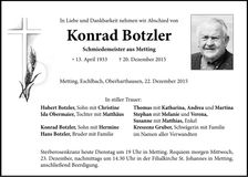 Traueranzeige Konrad Botzler