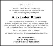 Traueranzeige Alexander Braun