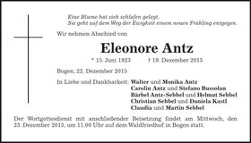 Traueranzeige Eleonore Antz