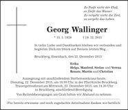 Traueranzeige Georg Wallinger