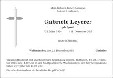 Traueranzeige Gabriele Leyerer