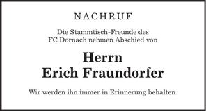 Traueranzeige Erich Fraundorfer