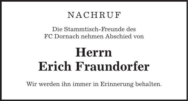 Traueranzeige Erich Fraundorfer