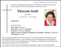 Traueranzeige Theresia Senft