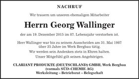 Traueranzeige Georg Wallinger