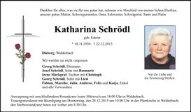 Traueranzeige Katharina Schrödl