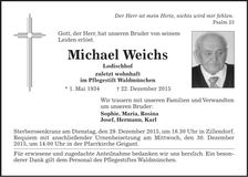Traueranzeige Michael Weichs