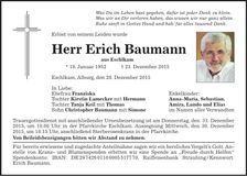 Traueranzeige Erich Baumann