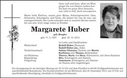 Traueranzeige Margarete Huber
