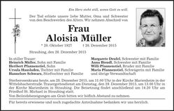 Traueranzeige Aloisia Müller