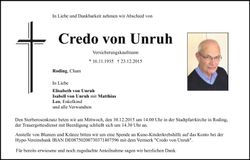 Traueranzeige Credo von Unruh