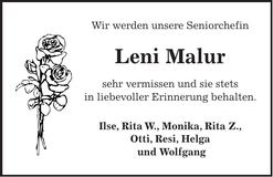 Traueranzeige Leni Malur
