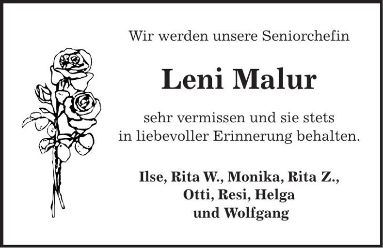 Traueranzeige Leni Malur