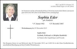 Traueranzeige Sophia Eder