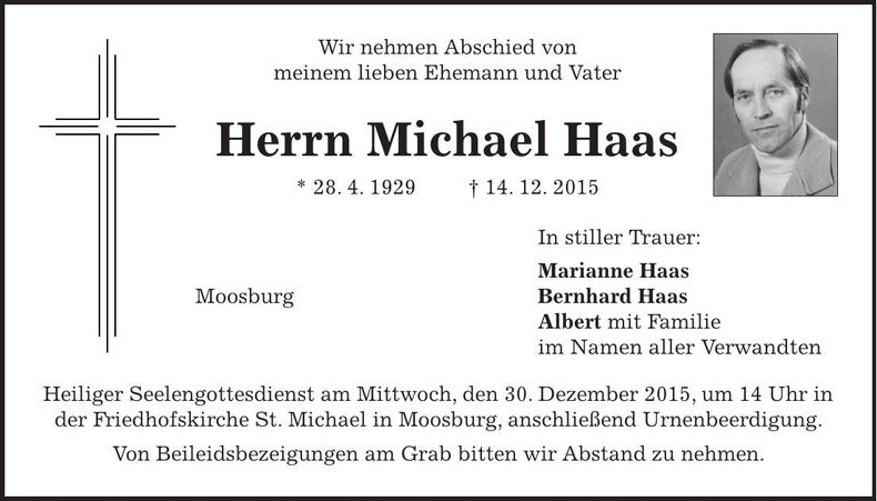 Traueranzeige Michael Haas