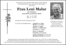 Traueranzeige Leni Malur