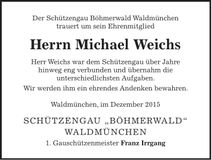 Traueranzeige Michael Weichs