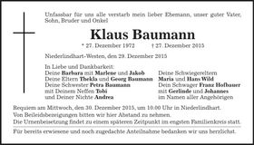 Traueranzeige Klaus Baumann