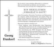 Traueranzeige Georg Dankerl