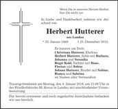 Traueranzeige Herbert Hutterer