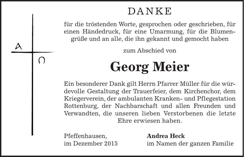 Traueranzeige Georg Meier