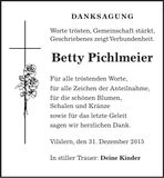 Traueranzeige Betty Pichlmeier