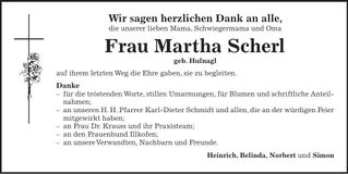 Traueranzeige Martha Scherl