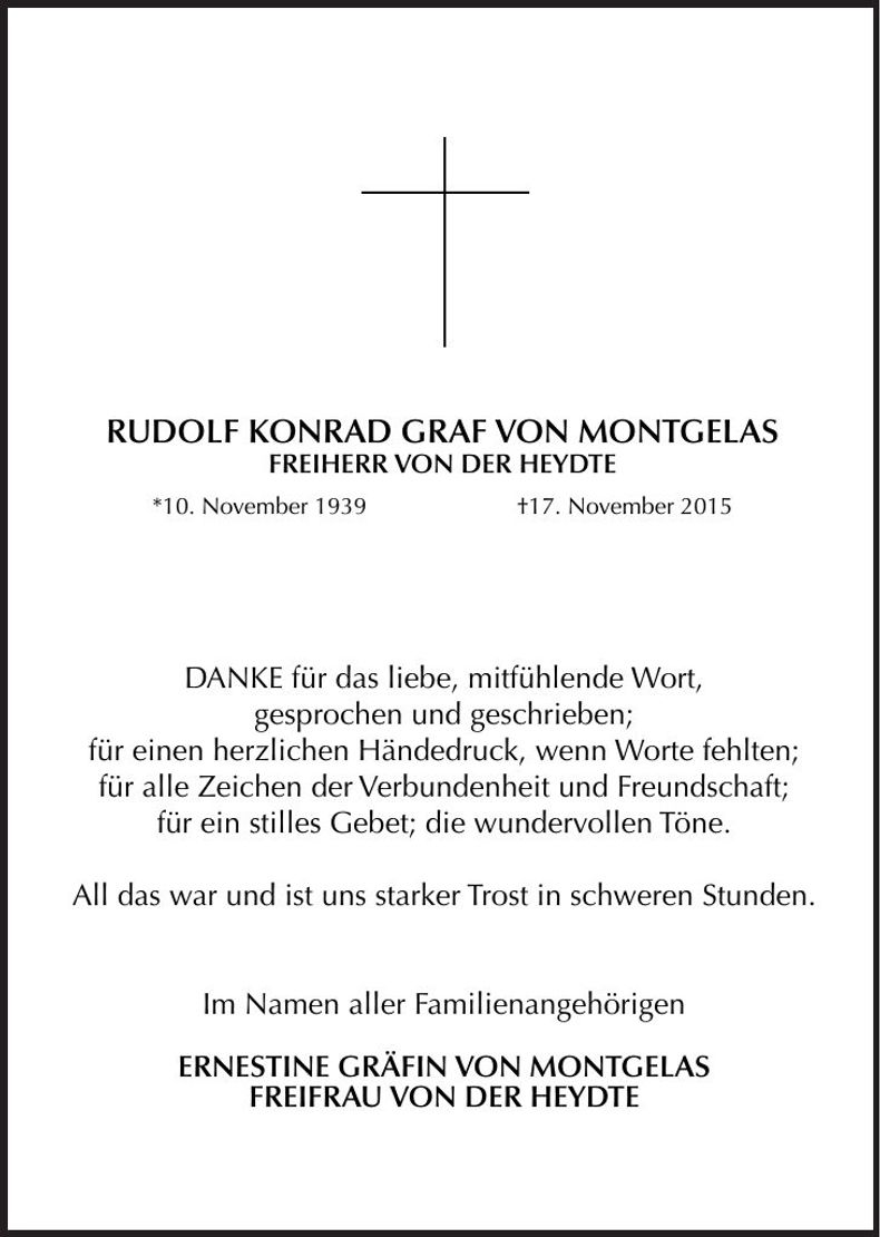 Traueranzeige Rudolf Konrad von Montgelas