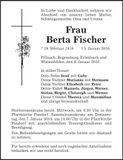 Traueranzeige Berta Fischer