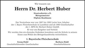 Traueranzeige Herbert Huber
