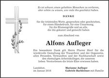 Traueranzeige Alfons Aufleger