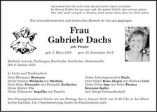 Traueranzeige Gabriele Dachs