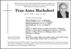 Traueranzeige Anna Machabert