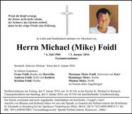 Traueranzeige Michael (Mike) Foidl