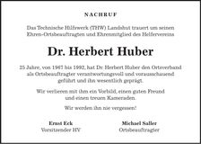 Traueranzeige Herbert Huber