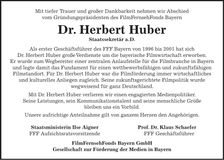 Traueranzeige Herbert Huber