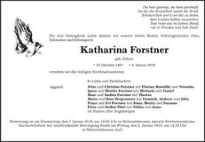 Traueranzeige Katharina Forstner