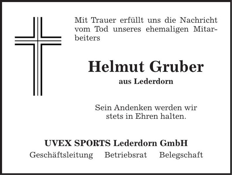 Traueranzeige Helmut Gruber