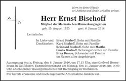 Traueranzeige Ernst Bischoff