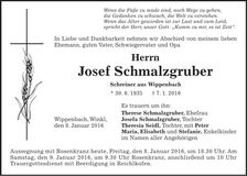 Traueranzeige Josef Schmalzgruber