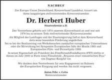 Traueranzeige Herbert Huber