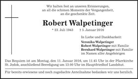 Traueranzeige Robert Walpetinger