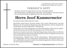 Traueranzeige Josef Kammermeier