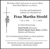 Traueranzeige Martha Strobl
