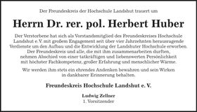 Traueranzeige Herbert Huber